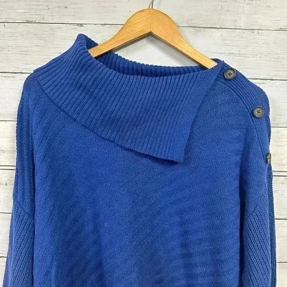 Style & Co Ribbed Button Blue Detail Tunic Sweater Size 1x - Picture 5 of 9